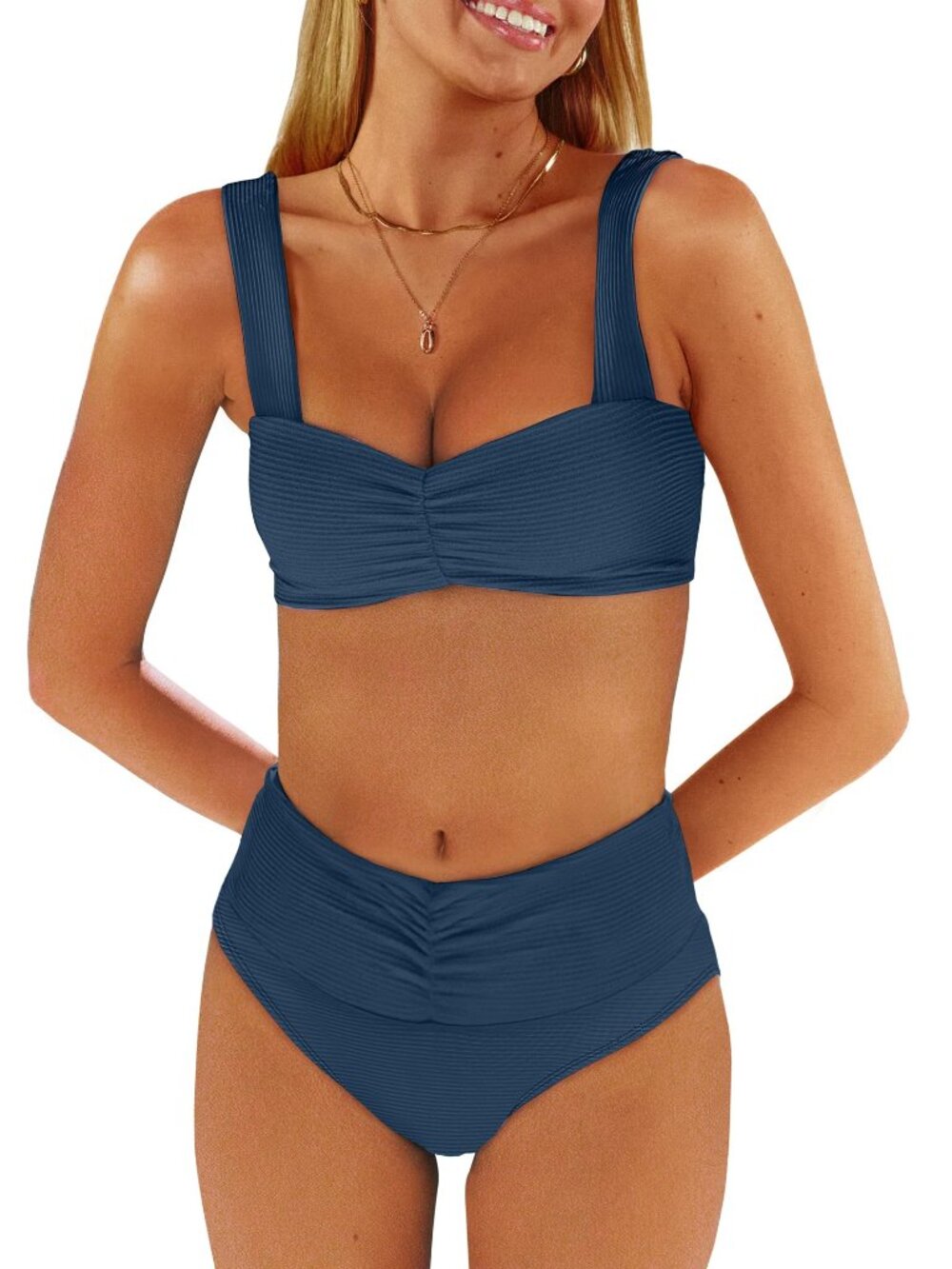 ANRABESS Dark Blue High Waisted 2 Piece Bikini